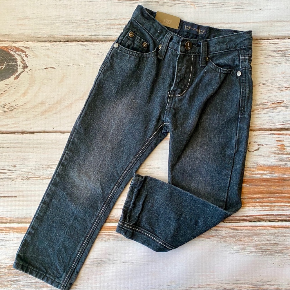 Distressed Jeans Black Blue Denim 4T